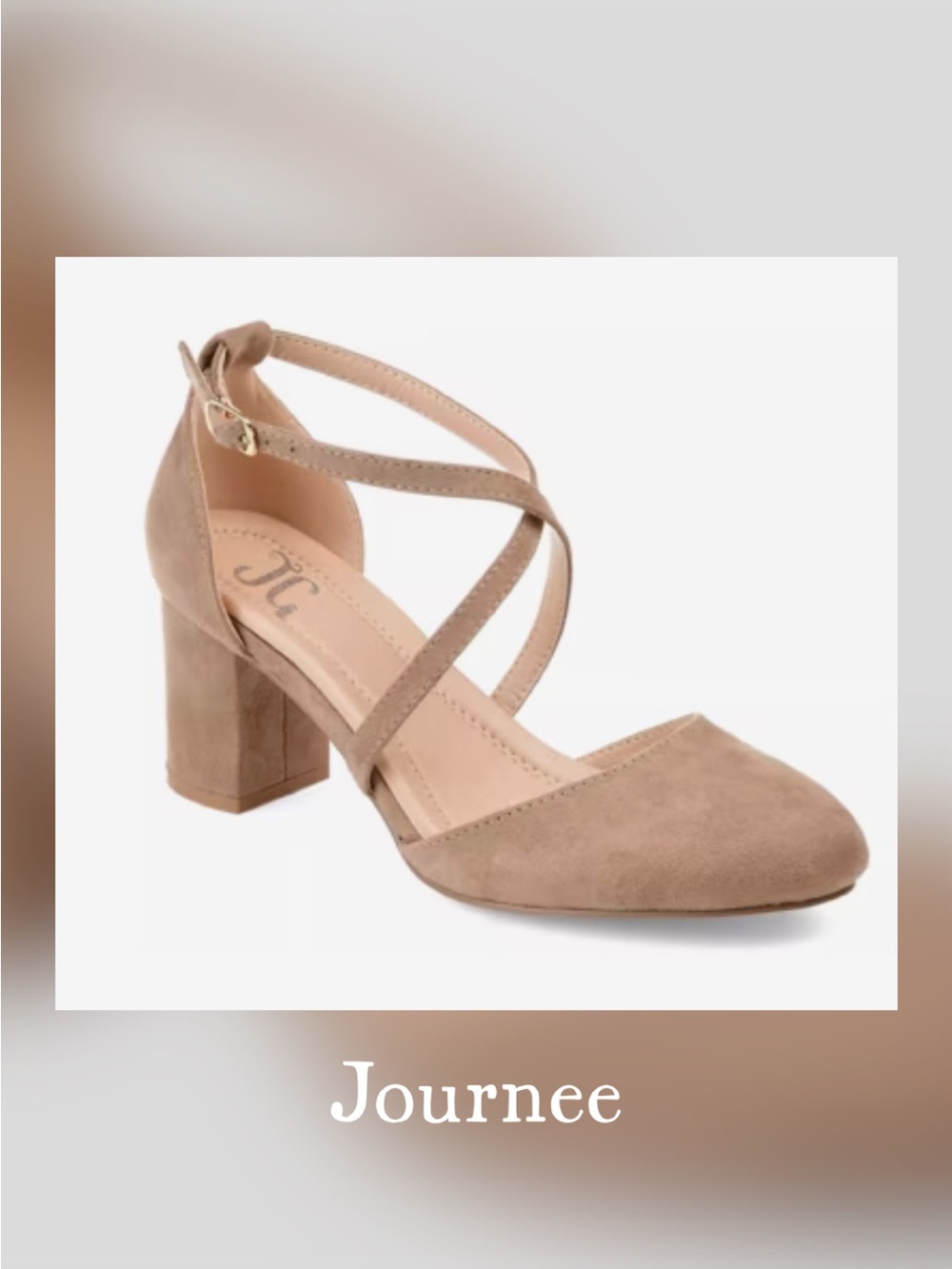 Journee Collection Taupe Crisscross Block Heel Sandal
